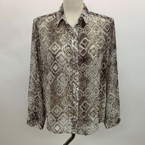 Creative Commune‎ Women's Top Medium Brown White Multi-color Snake Print